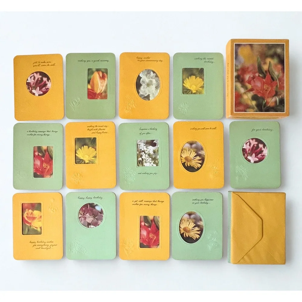 Vintage Thoughtfully Yours 13 Greeting Cards & Envelopes Floral Box Set